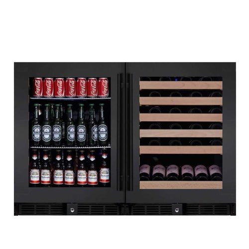 Built-In 30 Inch Wide 23 Bottle 86 Can Capacity Energy Efficient Beverage Center Set with Double Pane Glass