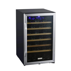 20 Inch Wide 44 Bottle Capacity Free Standing Wine Cooler with Reversible Door and LED Lighting