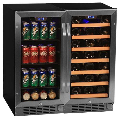 30 Inch Wide 30 Bottle 80 Can Side-by-Side Wine and Beverage Cooler